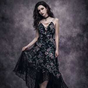 Express Y2K Floral Maxi Dress 8 Prom Whimsigoth Romantic Lace Fairy Grunge Indie